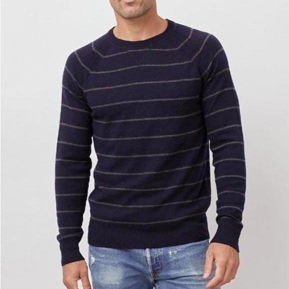 Rails WATKINS STRIPE WOOL BLEND SWEATER IN NAVY/ CHARCOAL Wool Blend Large L